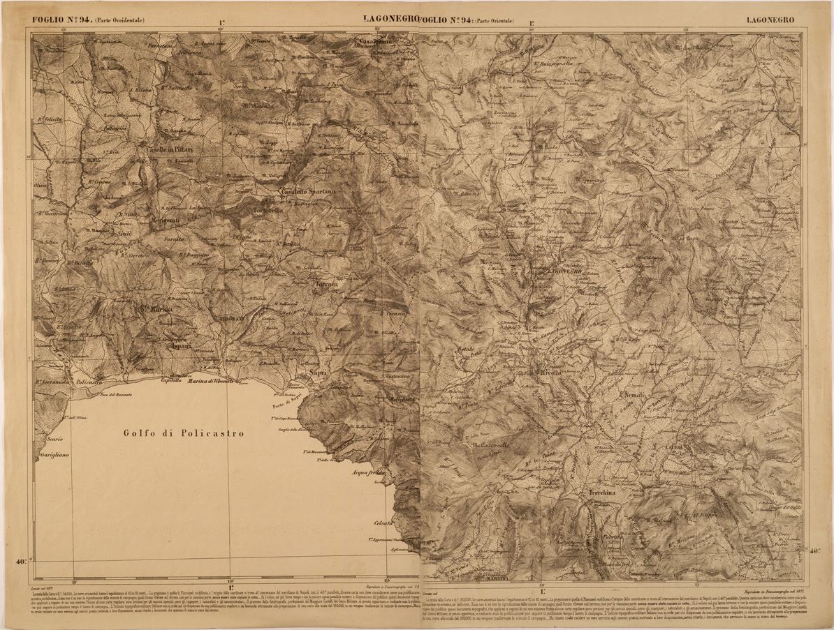 (N:27560) CARTA DELLE PROVINCE MERIDIONALI - FOGLIO 94 - LAGONEGRO (SE001286) Carte e stampe antiche: riproduzione a colori su carta (formato A1)