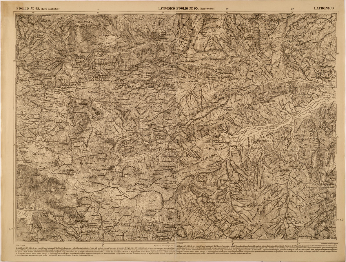 (N:27561) CARTA DELLE PROVINCE MERIDIONALI - FOGLIO 95 - LATRONICO (SE001287) Carte e stampe antiche: riproduzione a colori su carta (formato A1)