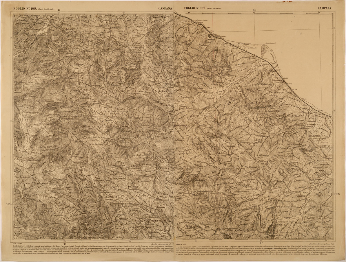 (N:27576) CARTA DELLE PROVINCE MERIDIONALI - FOGLIO 109 - CAMPANA (SE001302) Carte e stampe antiche: riproduzione a colori su carta (formato A1)