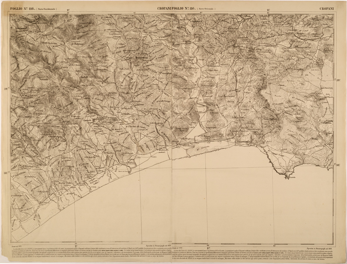 (N:27584) CARTA DELLE PROVINCE MERIDIONALI - FOGLIO 116 - CROPANI (SE001310) Carte e stampe antiche: riproduzione a colori su carta (formato A1)