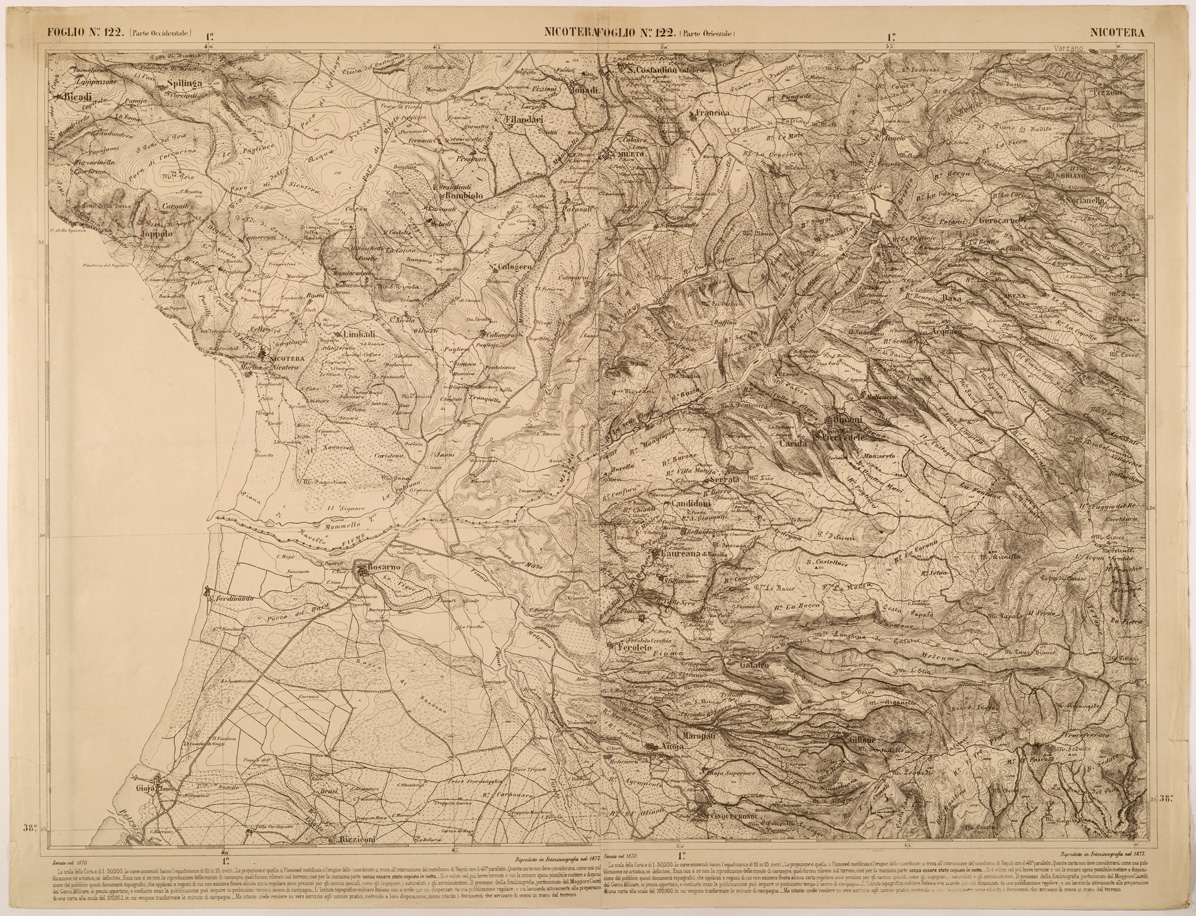 (N:27590) CARTA DELLE PROVINCE MERIDIONALI - FOGLIO 122 - NICOTERA (SE001316) Carte e stampe antiche: riproduzione a colori su carta (formato A1)