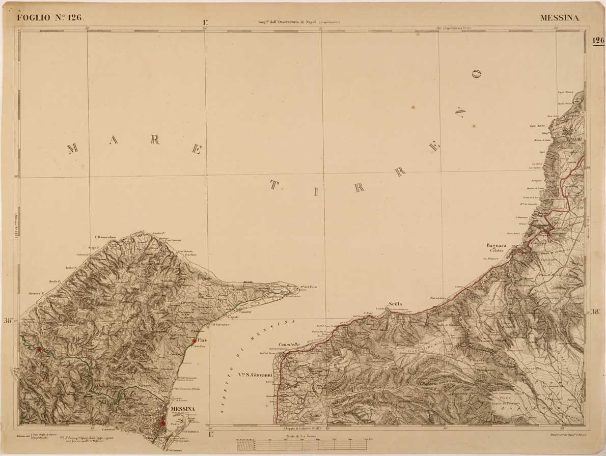 (N:27594) CARTA DELLE PROVINCE MERIDIONALI - FOGLIO 126 - MESSINA (SE001320) Carte e stampe antiche: riproduzione a colori su carta (formato A1)