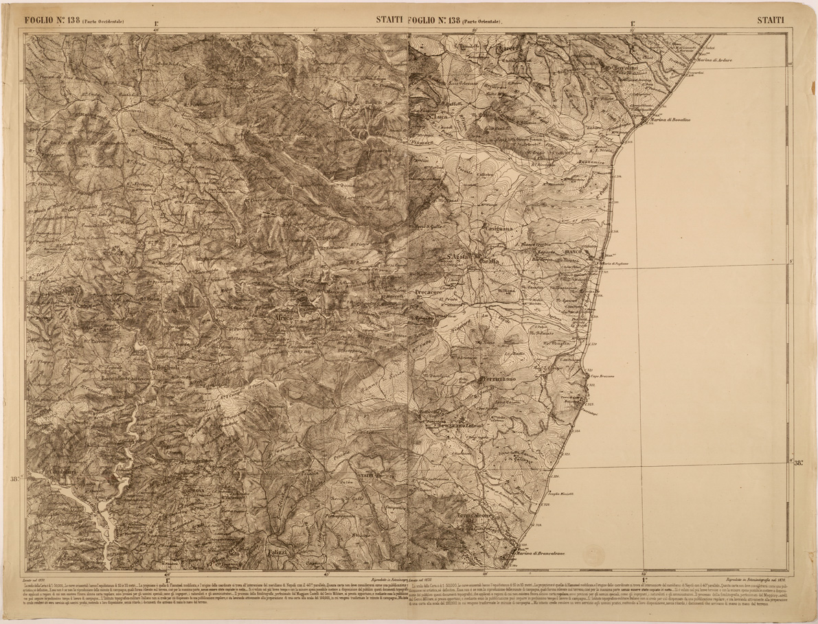 (N:27608) CARTA DELLE PROVINCE MERIDIONALI - FOGLIO 138 - STAITI (SE001334) Carte e stampe antiche: riproduzione a colori su carta (formato A1)