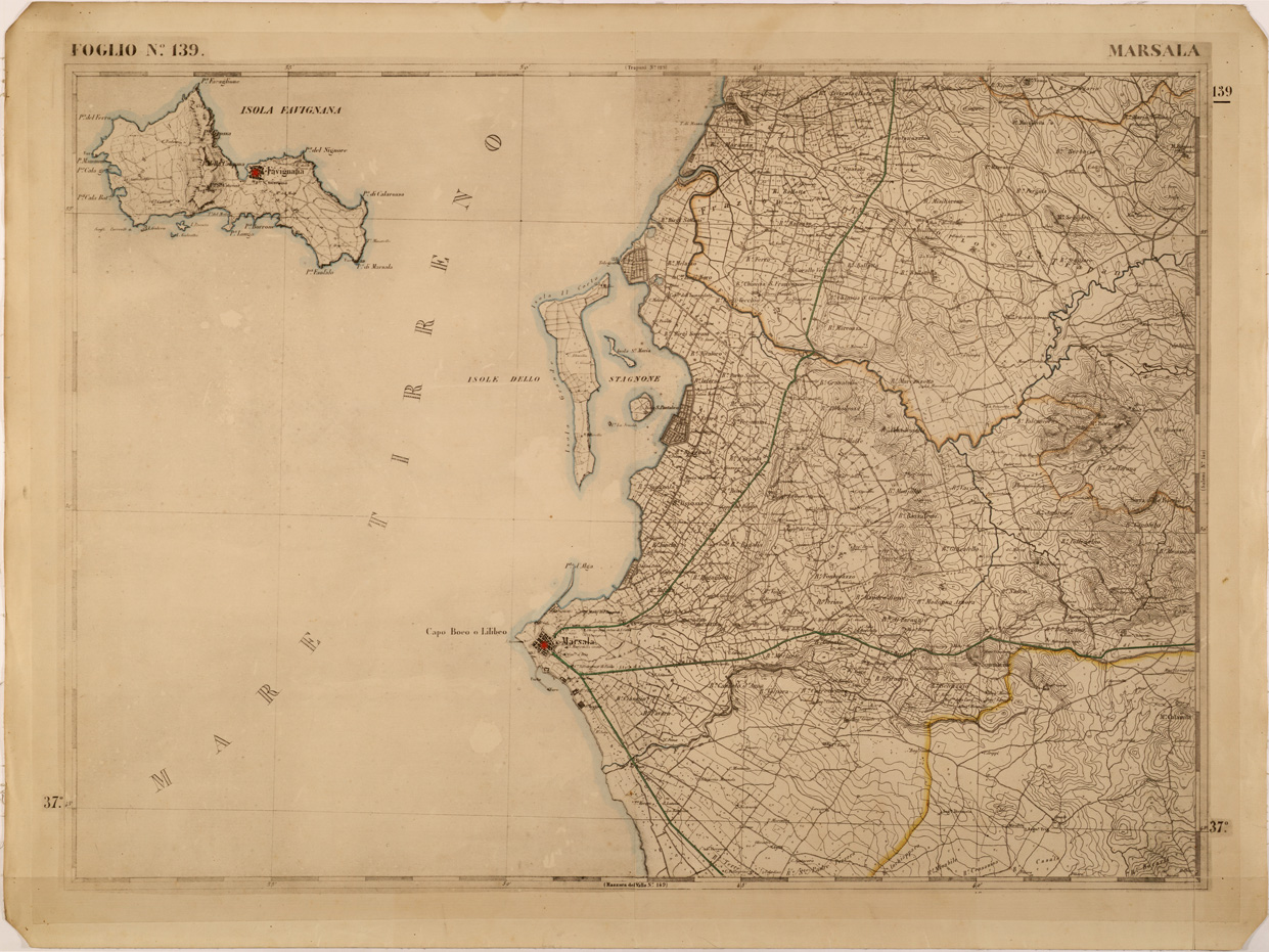(N:27609) CARTA DELLE PROVINCE MERIDIONALI - FOGLIO 139 - MARSALA (SE001335) Carte e stampe antiche: riproduzione a colori su carta (formato A1)