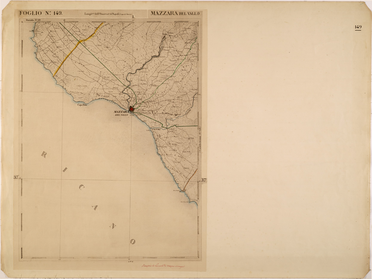 (N:27619) CARTA DELLE PROVINCE MERIDIONALI - FOGLIO 149 - MAZZARA DEL VALLO (SE001345) Carte e stampe antiche: riproduzione a colori su carta (formato A1)