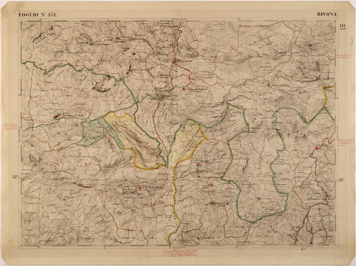 (N:27621) CARTA DELLE PROVINCE MERIDIONALI - FOGLIO 151 - BIVONA (SE001347) Carte e stampe antiche: riproduzione a colori su carta (formato A1)