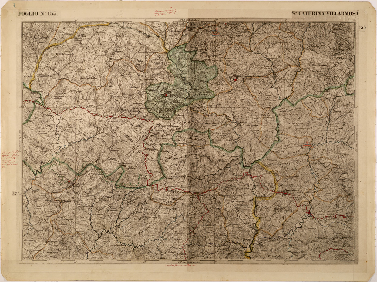 (N:27623) CARTA DELLE PROVINCE MERIDIONALI - FOGLIO 153 - S. CATERINA VILLARMOSA (SE001349) Carte e stampe antiche: riproduzione a colori su carta (formato A1)