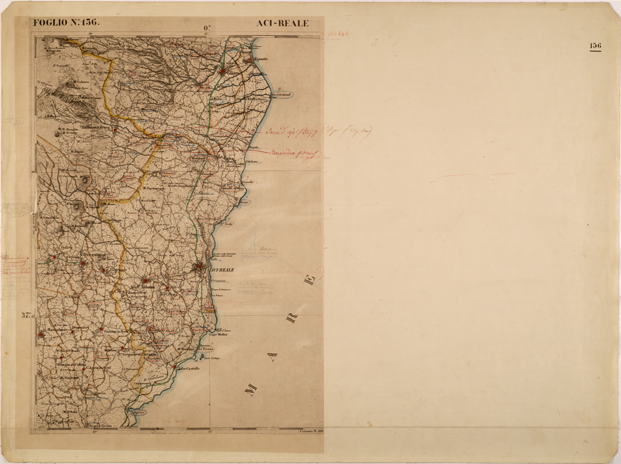 (N:27626) CARTA DELLE PROVINCE MERIDIONALI - FOGLIO 156 - ACIREALE (SE001352) Carte e stampe antiche: riproduzione a colori su carta (formato A1)