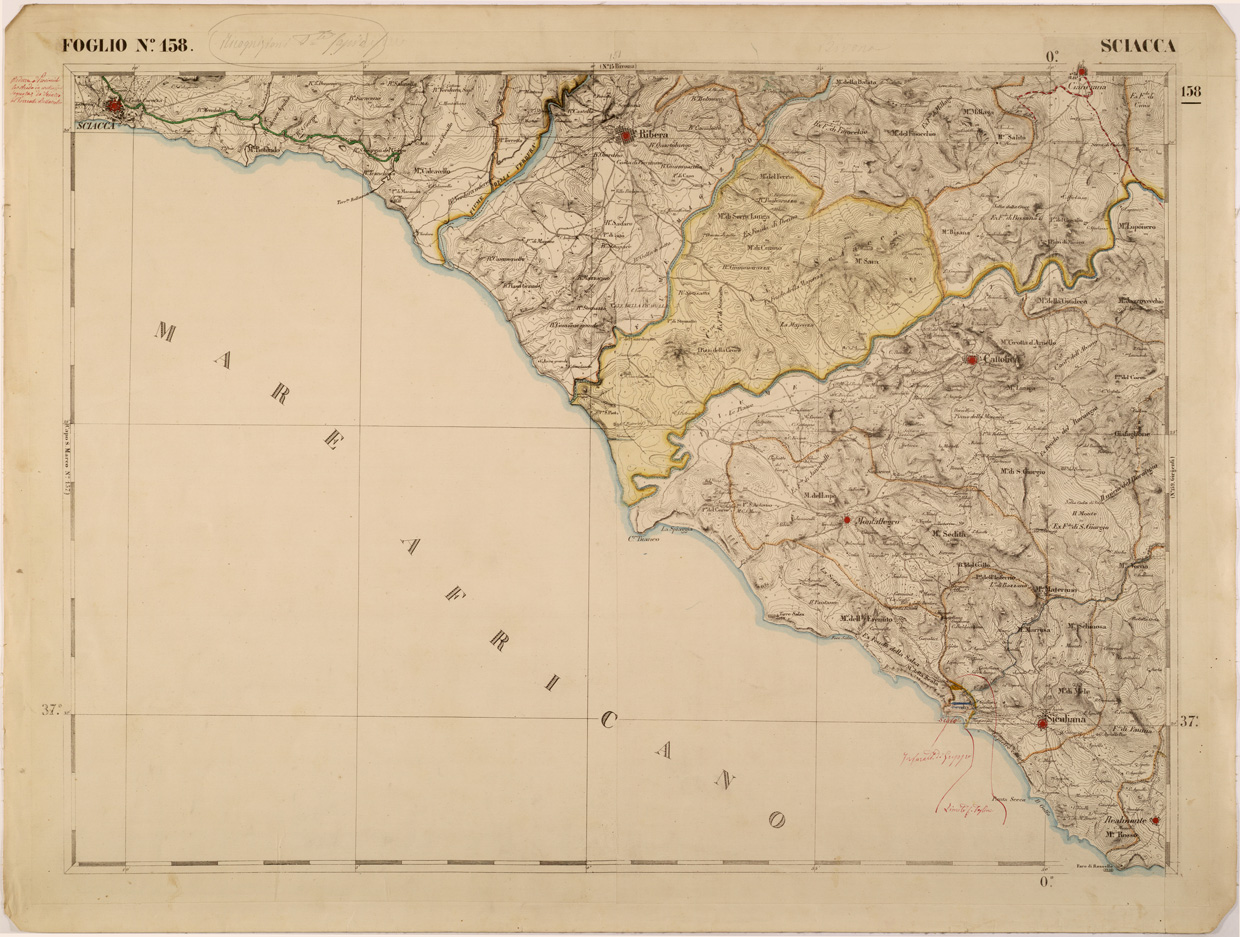 (N:27628) CARTA DELLE PROVINCE MERIDIONALI - FOGLIO 158 - SCIACCA (SE001354) Carte e stampe antiche: riproduzione a colori su carta (formato A1)