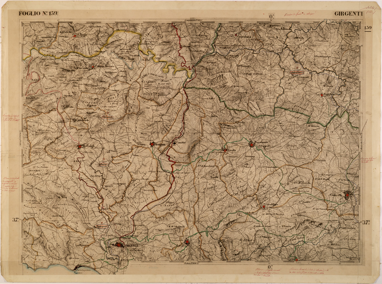 (N:27629) CARTA DELLE PROVINCE MERIDIONALI - FOGLIO 159 - GIRGENTI (SE001355) Carte e stampe antiche: riproduzione a colori su carta (formato A1)