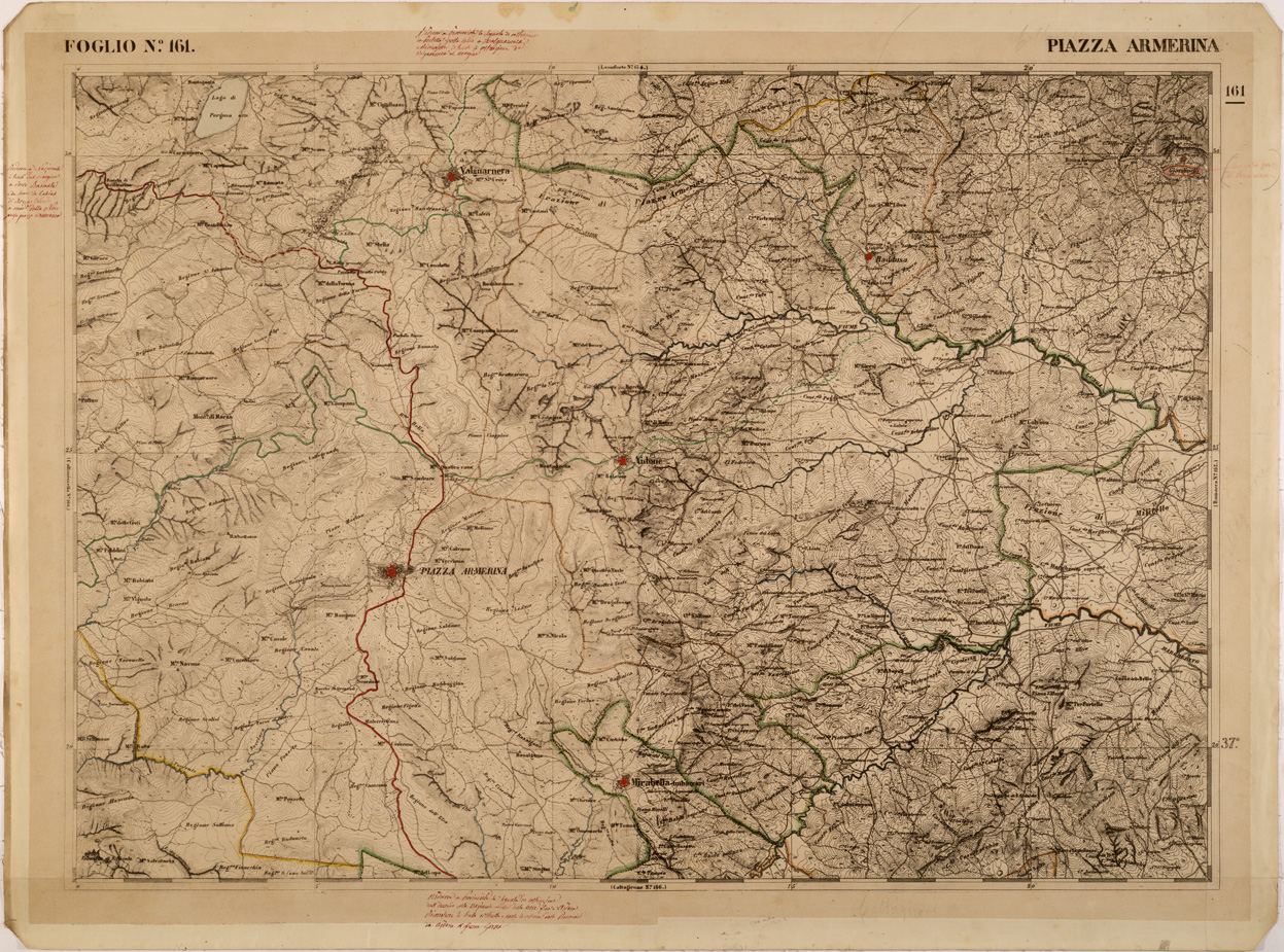 (N:27631) CARTA DELLE PROVINCE MERIDIONALI - FOGLIO 161 - PIAZZA ARMERINA (SE001357) Carte e stampe antiche: riproduzione a colori su carta (formato A1)
