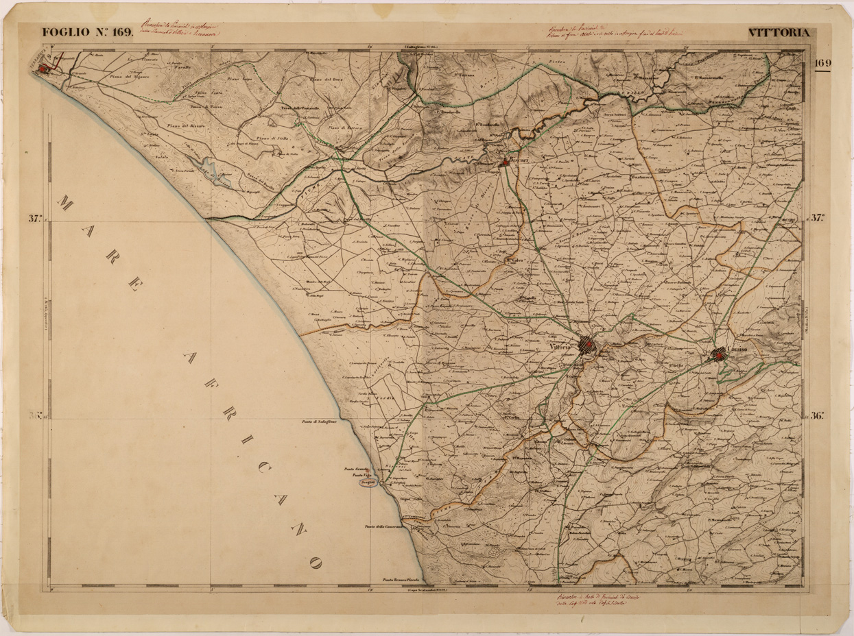 (N:27639) CARTA DELLE PROVINCE MERIDIONALI - FOGLIO 169 - VITTORIA (SE001365) Carte e stampe antiche: riproduzione a colori su carta (formato A1)