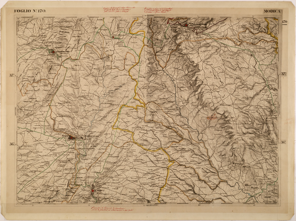 (N:27640) CARTA DELLE PROVINCE MERIDIONALI - FOGLIO 170 - MODICA (SE001366) Carte e stampe antiche: riproduzione a colori su carta (formato A1)
