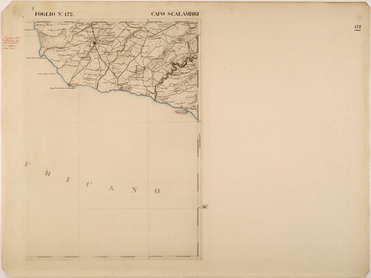 (N:27642) CARTA DELLE PROVINCE MERIDIONALI - FOGLIO 172 - CAPO SCALAMBRI (SE001368) Carte e stampe antiche: riproduzione a colori su carta (formato A1)