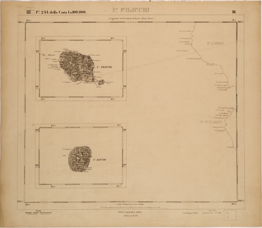 (N:27704) I. FILICURI - FOGLIO 244 III. (SE001512) Carte e stampe antiche: riproduzione a colori su carta (formato A1)