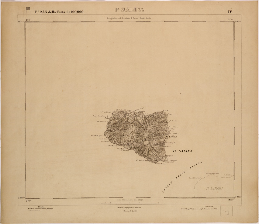 (N:27713) I. SALINA - FOGLIO 244 III. (SE001513) Carte e stampe antiche: riproduzione a colori su carta (formato A1)