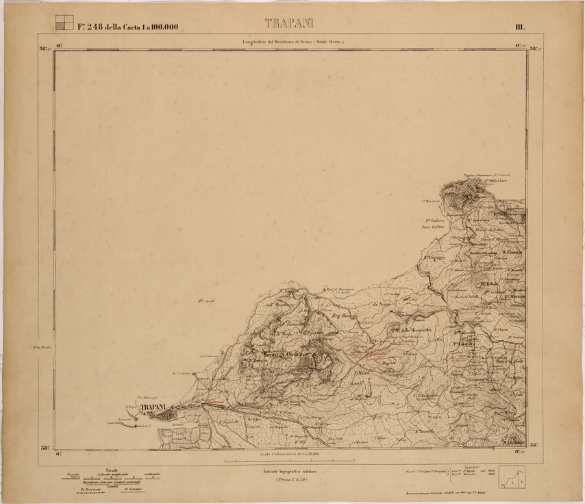 (N:27722) TRAPANI - FOGLIO 248 III. (SE001516) Carte e stampe antiche: riproduzione a colori su carta (formato A1)