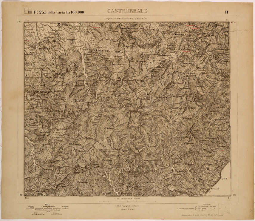 (N:27735) CASTROREALE - FOGLIO 253 II. (SE001529) Carte e stampe antiche: riproduzione a colori su carta (formato A1)