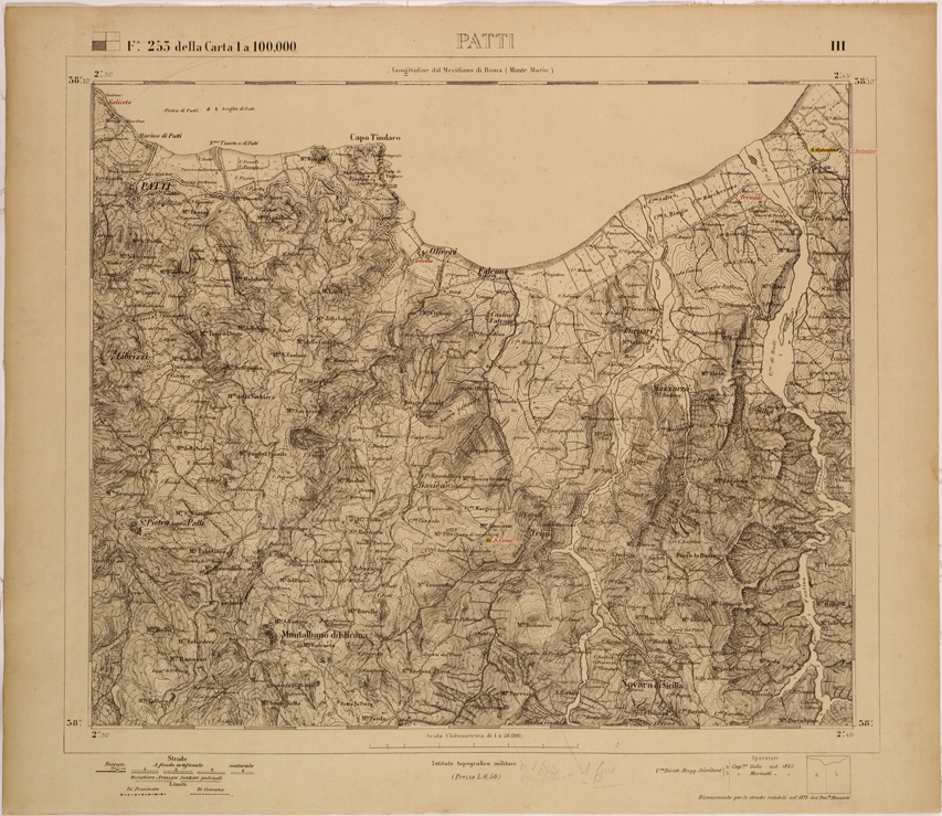 (N:27736) PATTI - FOGLIO 253 III. (SE001530) Carte e stampe antiche: riproduzione a colori su carta (formato A1)