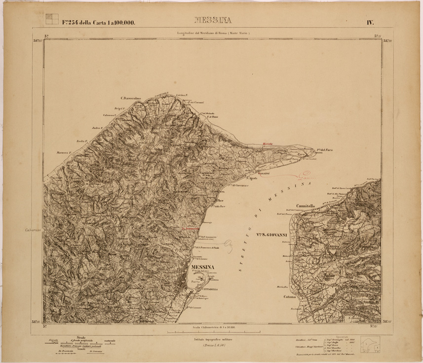 (N:27738) MESSINA - FOGLIO 254 IV. (SE001532) Carte e stampe antiche: riproduzione a colori su carta (formato A1)
