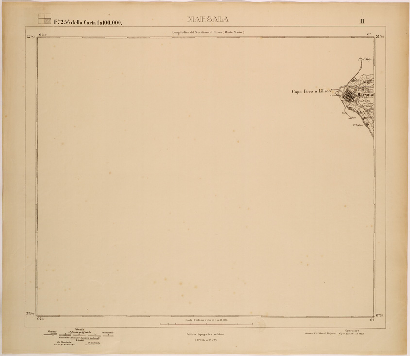 (N:27740) MARSALA - FOGLIO 256 II. (SE001534) Carte e stampe antiche: riproduzione a colori su carta (formato A1)