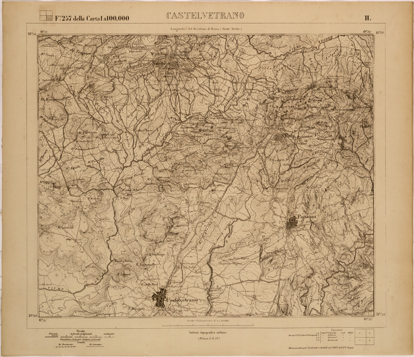 (N:27745) CASTELVETRANO - FOGLIO 257 II. (SE001538) Carte e stampe antiche: riproduzione a colori su carta (formato A1)