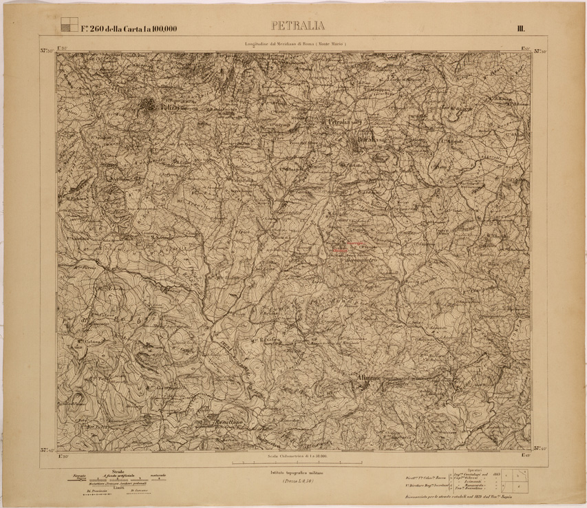 (N:27757) PETRALIA - FOGLIO 260 III. (SE001551) Carte e stampe antiche: riproduzione a colori su carta (formato A1)