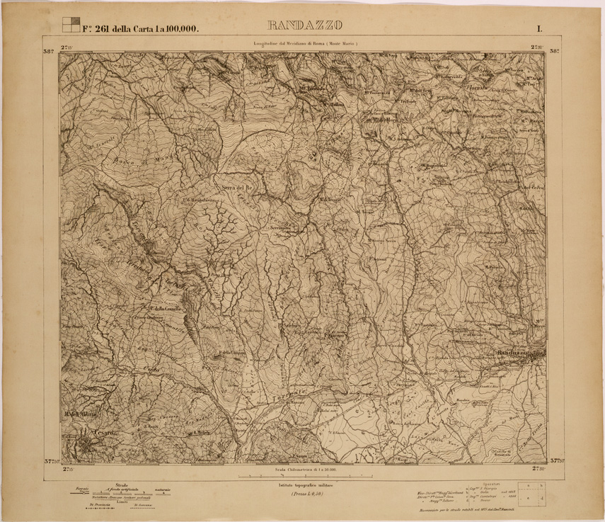 (N:27759) RANDAZZO - FOGLIO 261 I. (SE001553) Carte e stampe antiche: riproduzione a colori su carta (formato A1)