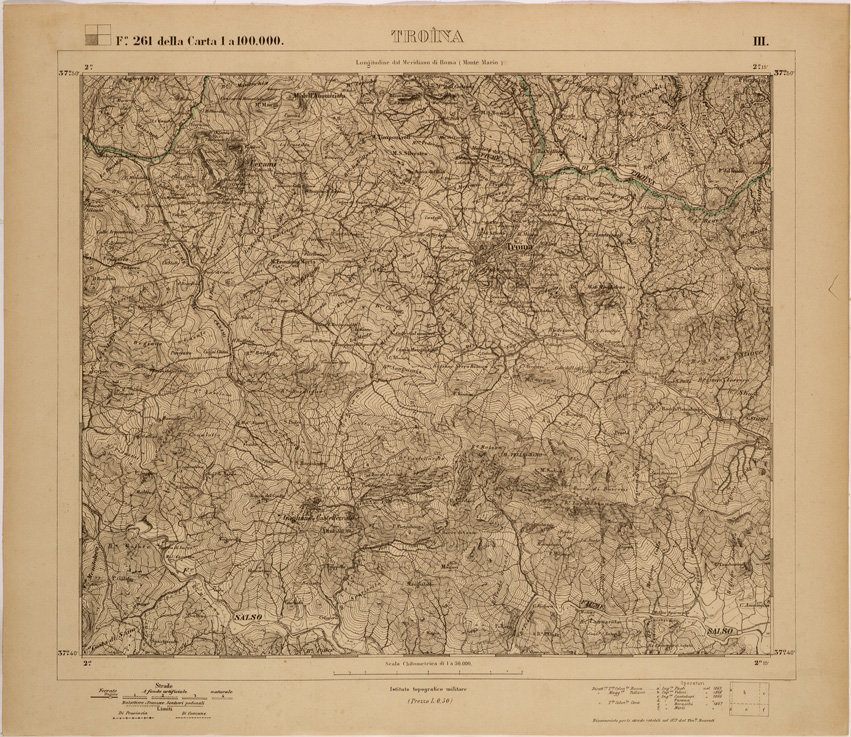 (N:27761) TROINA - FOGLIO 261 III. (SE001555) Carte e stampe antiche: riproduzione a colori su carta (formato A1)