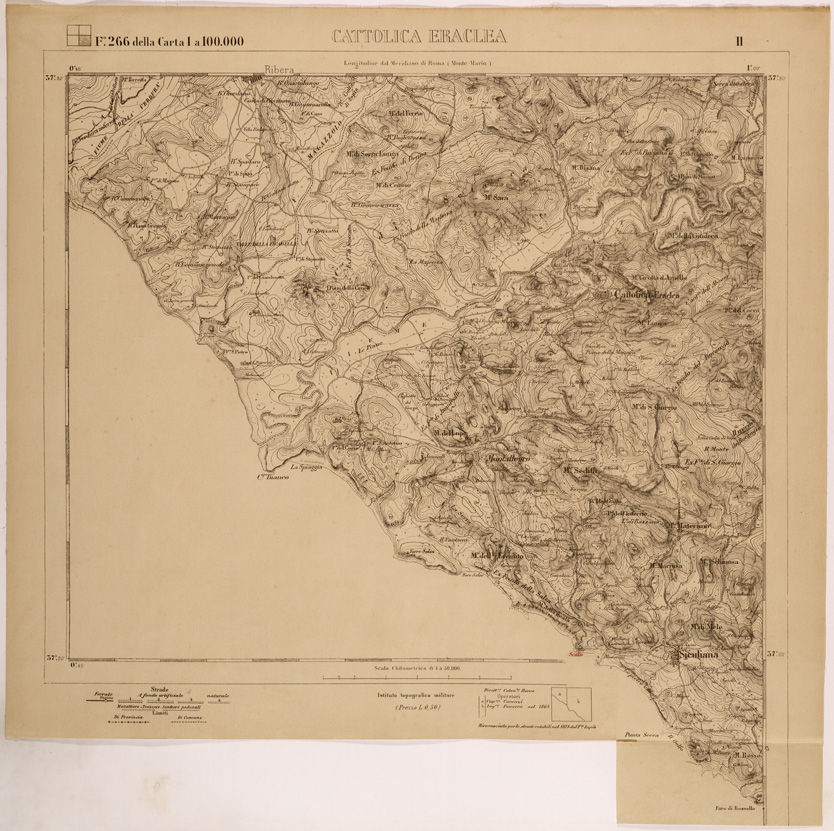 (N:27771) CATTOLICA ERACLEA - FOGLIO 266 II. (SE001565) Carte e stampe antiche: riproduzione a colori su carta (formato A1)