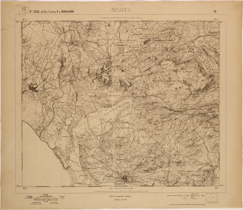 (N:27773) SCIACCA - FOGLIO 266 IV. (SE001567) Carte e stampe antiche: riproduzione a colori su carta (formato A1)