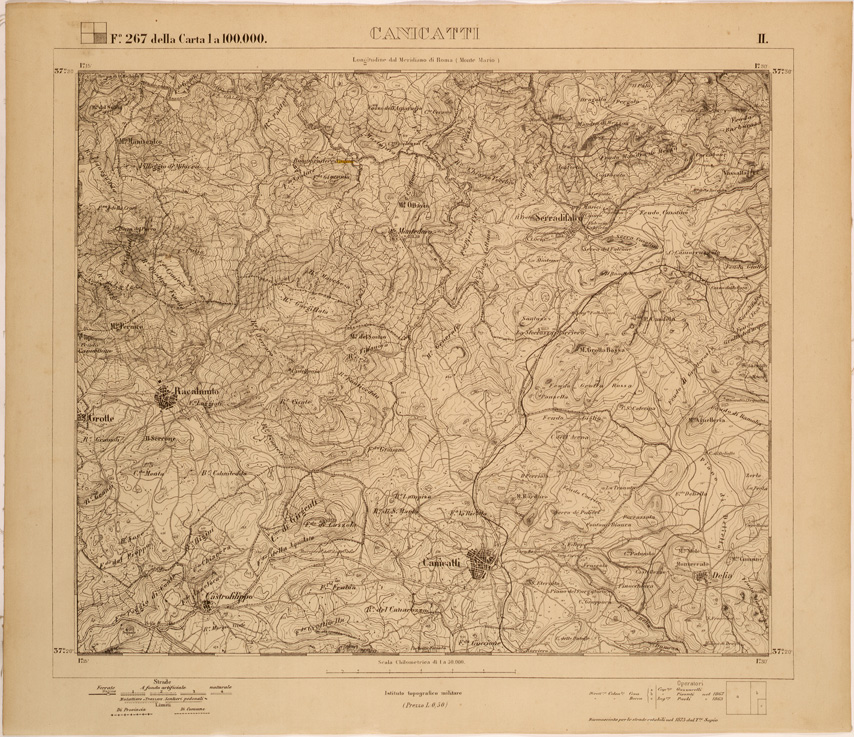 (N:27775) CANICATTI' - FOGLIO 267 II. (SE001569) Carte e stampe antiche: riproduzione a colori su carta (formato A1)