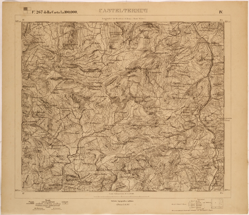 (N:27777) CASTELTERMINI - FOGLIO 267 IV. (SE001571) Carte e stampe antiche: riproduzione a colori su carta (formato A1)