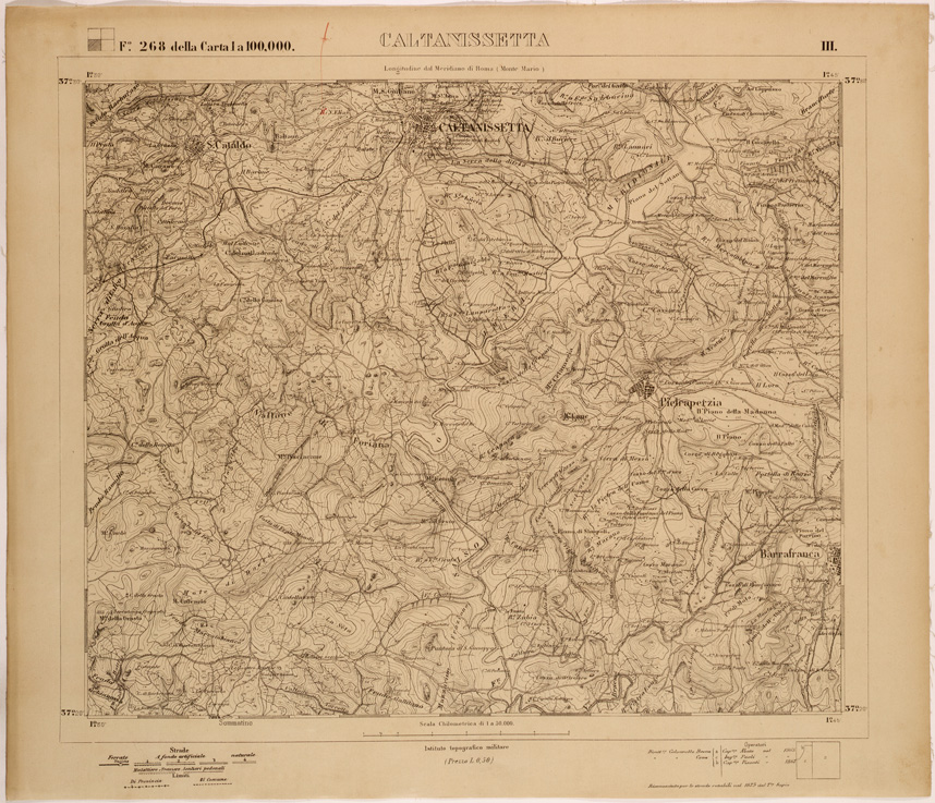 (N:27780) CALTANISSETTA - FOGLIO 268 III. (SE001574) Carte e stampe antiche: riproduzione a colori su carta (formato A1)