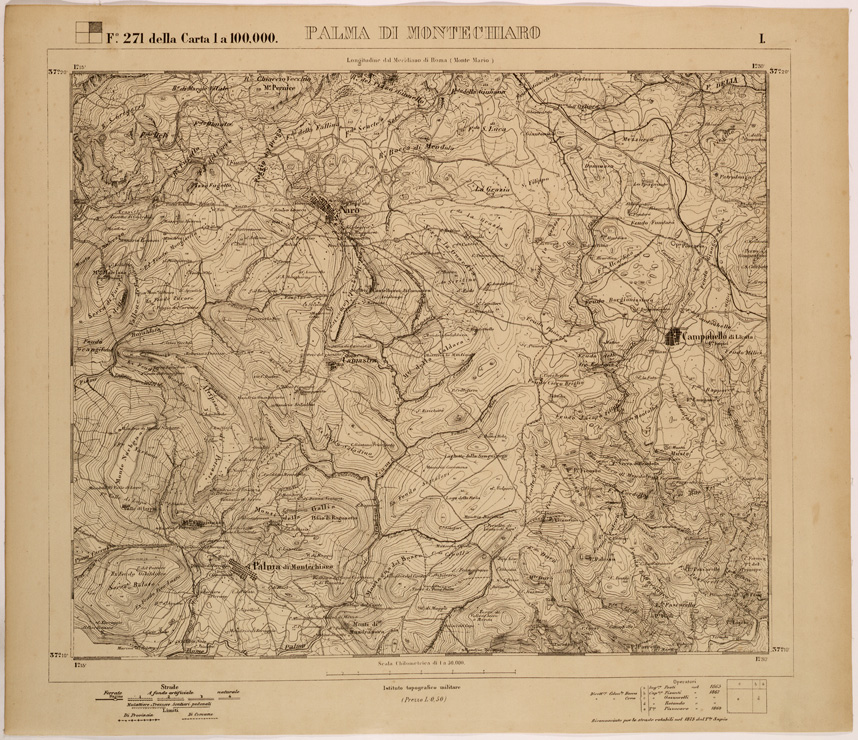 (N:27788) PALMA DI MONTECHIARO - FOGLIO 271 I. (SE001582) Carte e stampe antiche: riproduzione a colori su carta (formato A1)