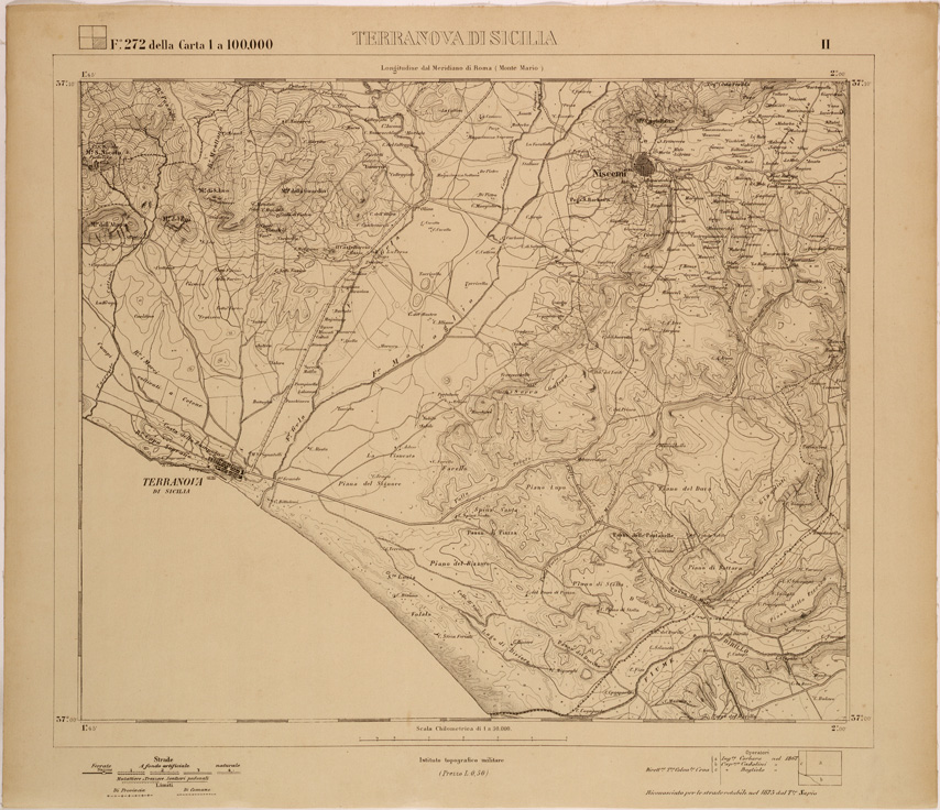 (N:27792) TERRANOVA DI SICILIA - FOGLIO 272 II. (SE001586) Carte e stampe antiche: riproduzione a colori su carta (formato A1)