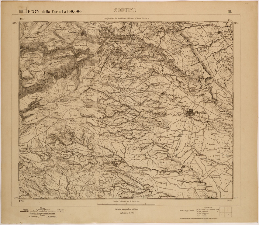 (N:27801) SORTINO - FOGLIO 274 III. (SE001595) Carte e stampe antiche: riproduzione a colori su carta (formato A1)