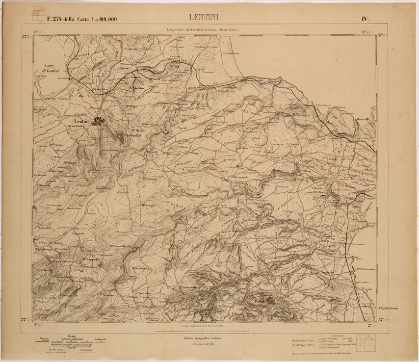 (N:27802) LENTINI - FOGLIO 274 IV. (SE001596) Carte e stampe antiche: riproduzione a colori su carta (formato A1)