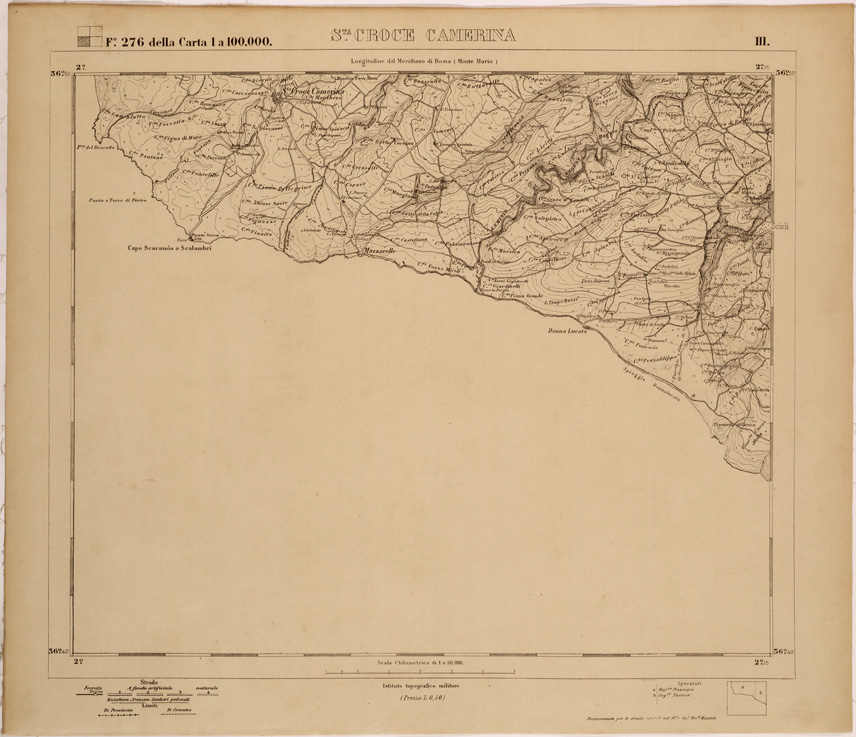 (N:27806) S. CROCE CAMERINA - FOGLIO 276 III. (SE001600) Carte e stampe antiche: riproduzione a colori su carta (formato A1)