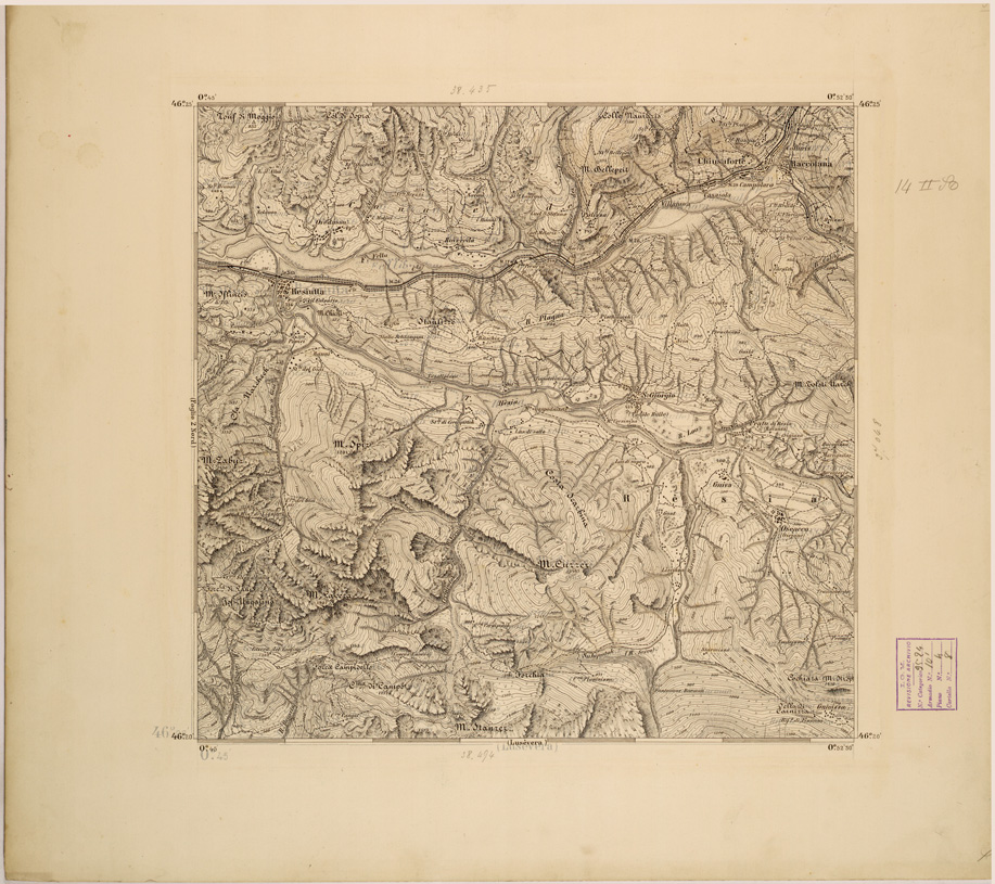 (N:27867) OSOPPO 3. (SE001654) Carte e stampe antiche: riproduzione a colori su carta (formato A1)