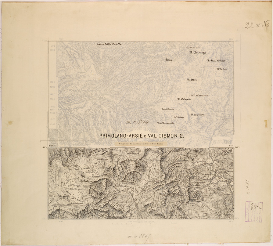 (N:27899) PRIMOLANO ARSIE' E VALCISMON - N.2 NORD. (SE001664) Carte e stampe antiche: riproduzione a colori su carta (formato A1)