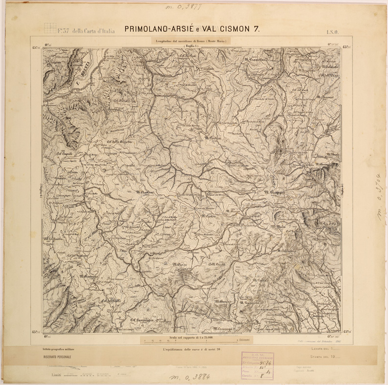 (N:27908) PRIMOLANO ARSIE' E VALCISMON - N. 7. (SE001671) Carte e stampe antiche: riproduzione a colori su carta (formato A1)