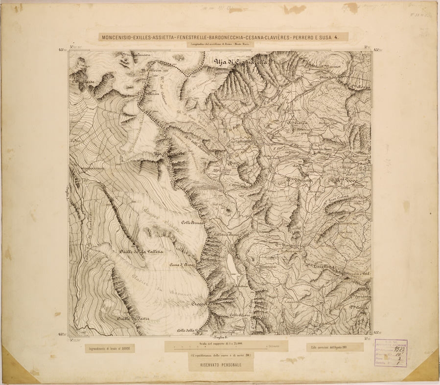 (N:27942) MONCENISIO-EXILLES-FENESTRELLE-BARDONECCHIA-CESANA-CLAVIERES-PERRERO E SUSA 4. (SE001695) Carte e stampe antiche: riproduzione a colori su carta (formato A1)