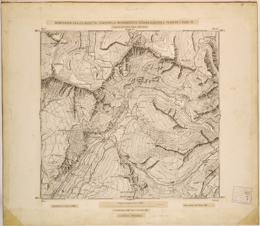 (N:27949) MONCENISIO-EXILLES-FENESTRELLE-BARDONECCGIA-CESANA-CLAVIERES-PERRERO E SUSA 11. (SE001702) Carte e stampe antiche: riproduzione a colori su carta (formato A1)