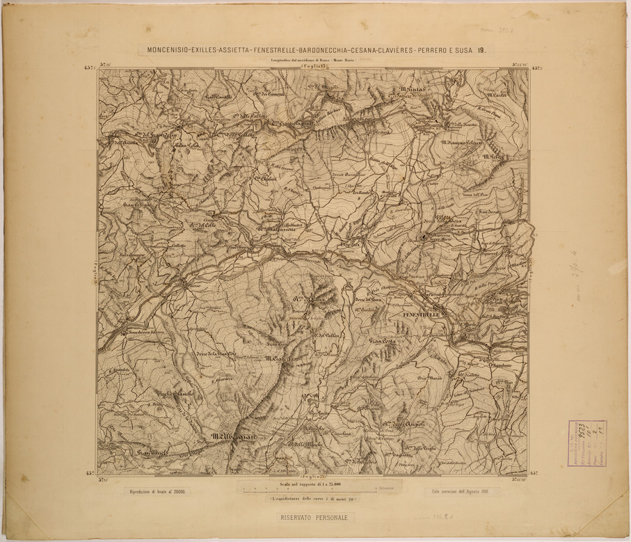 (N:27958) MONCENISIO-EXILLES-FENESTRELLE-BARDONECCHIA-CESANA-CLAVIERES-PERRERO E SUSA 19. (SE001710) Carte e stampe antiche: riproduzione a colori su carta (formato A1)