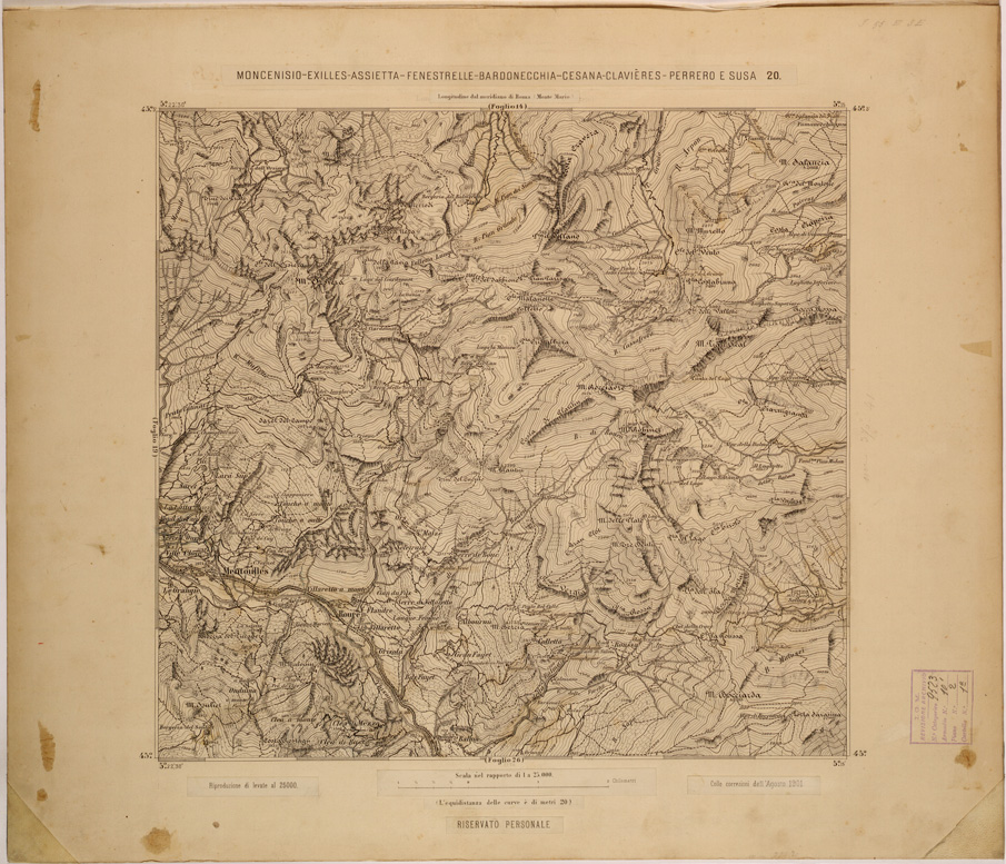 (N:27959) MONCENISIO-EXILLES-FENESTRELLE-BARDONECCHIA-CESANA-CLAVIERES-PERRERO E SUSA 20. (SE001711) Carte e stampe antiche: riproduzione a colori su carta (formato A1)
