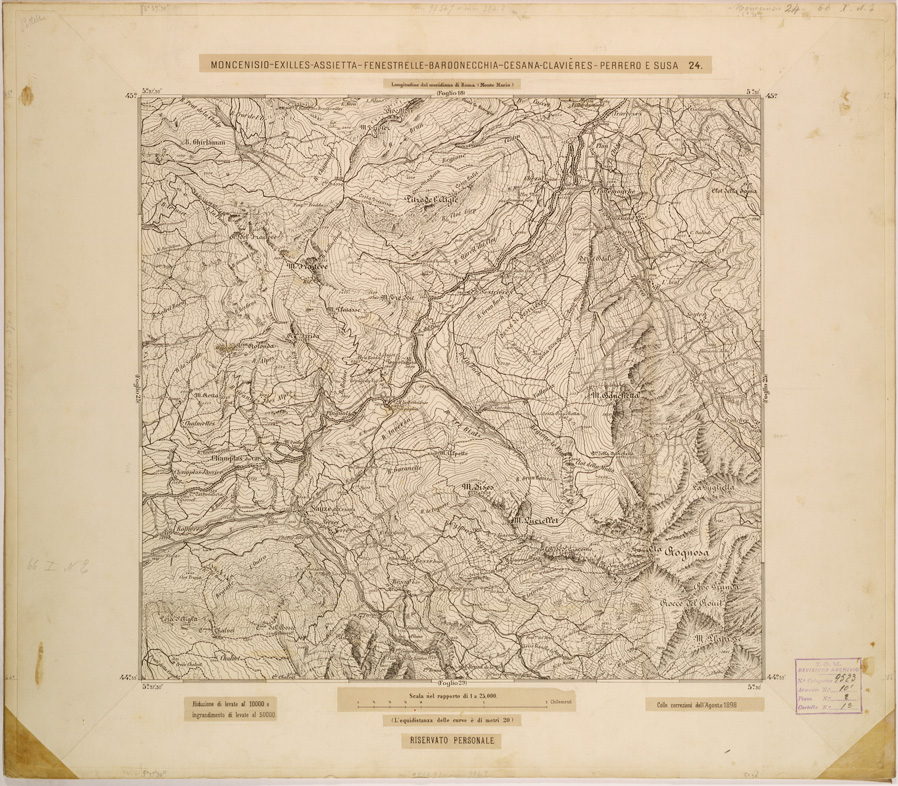 (N:27963) MONCENISIO-EXILLES-FENESTRELLE-BARDONECCHIA-CESANA-CLAVIERES-PERRERO E SUSA 24. (SE001715) Carte e stampe antiche: riproduzione a colori su carta (formato A1)