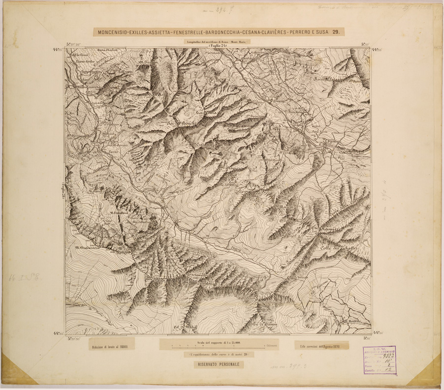 (N:27966) MONCENISIO-EXILLES-FENESTRELLE-BARDONECCHIA-CESANA-CLAVIERES-PERRERO E SUSA 29. (SE001718) Carte e stampe antiche: riproduzione a colori su carta (formato A1)
