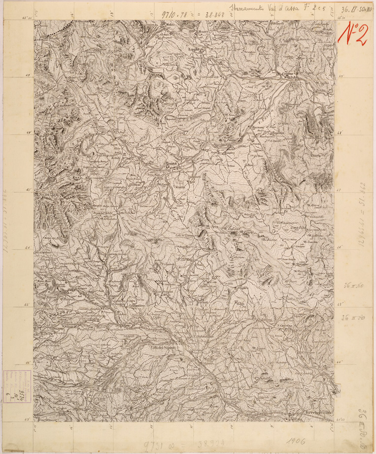 (N:28044) VAL LEONGRA (SBARRAMENTO VAL D'ASSA) FOGLIO 36 II SO-NO
 (SE001796) Carte e stampe antiche: riproduzione a colori su carta (formato A1)