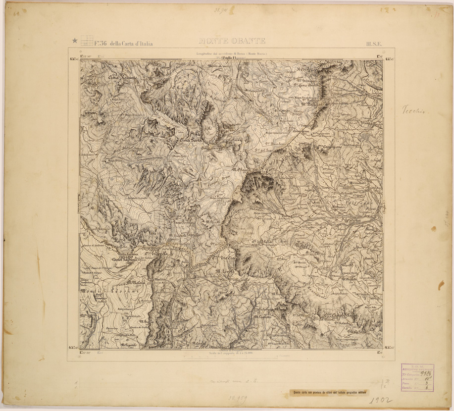 (N:28046) VAL LEONGRA (MONTE OBANTE) FOGLIO 36 III SE (SE001798) Carte e stampe antiche: riproduzione a colori su carta (formato A1)